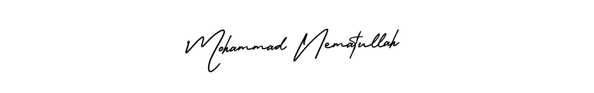 The best way (AmerikaSignatureDemo-Regular) to make a short signature is to pick only two or three words in your name. The name Mohammad Nematullah include a total of six letters. For converting this name. Mohammad Nematullah signature style 3 images and pictures png
