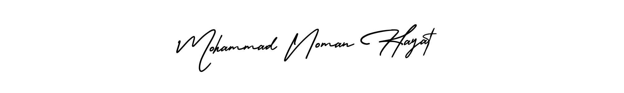 The best way (AmerikaSignatureDemo-Regular) to make a short signature is to pick only two or three words in your name. The name Mohammad Noman Hayat include a total of six letters. For converting this name. Mohammad Noman Hayat signature style 3 images and pictures png