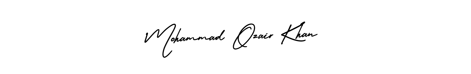 This is the best signature style for the Mohammad Ozair Khan name. Also you like these signature font (AmerikaSignatureDemo-Regular). Mix name signature. Mohammad Ozair Khan signature style 3 images and pictures png