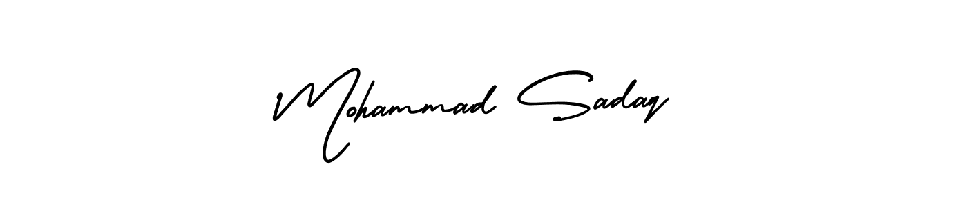 The best way (AmerikaSignatureDemo-Regular) to make a short signature is to pick only two or three words in your name. The name Mohammad Sadaq include a total of six letters. For converting this name. Mohammad Sadaq signature style 3 images and pictures png