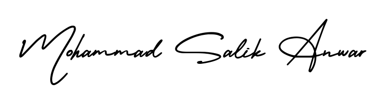 Looking for an artistic signature for Mohammad Salik Anwar? The AmerikaSignatureDemo-Regular calligraphy style gives a sophisticated flow suitable for business cards and emails. Mohammad Salik Anwar signature style 3 images and pictures png