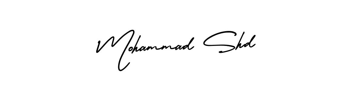 The best way (AmerikaSignatureDemo-Regular) to make a short signature is to pick only two or three words in your name. The name Mohammad Shd include a total of six letters. For converting this name. Mohammad Shd signature style 3 images and pictures png