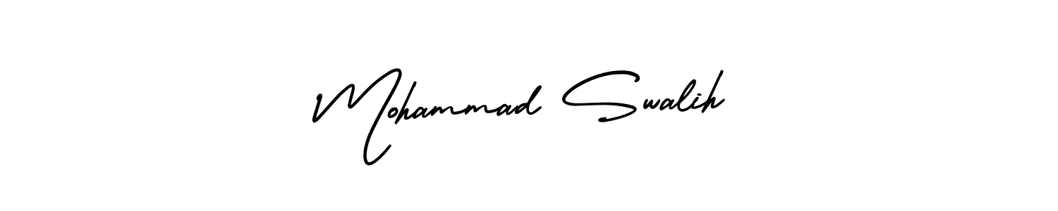 The best way (AmerikaSignatureDemo-Regular) to make a short signature is to pick only two or three words in your name. The name Mohammad Swalih include a total of six letters. For converting this name. Mohammad Swalih signature style 3 images and pictures png