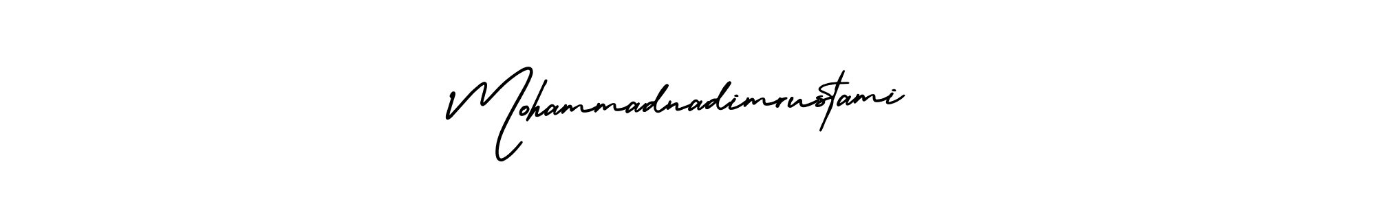 You should practise on your own different ways (AmerikaSignatureDemo-Regular) to write your name (Mohammadnadimrustami) in signature. don't let someone else do it for you. Mohammadnadimrustami signature style 3 images and pictures png