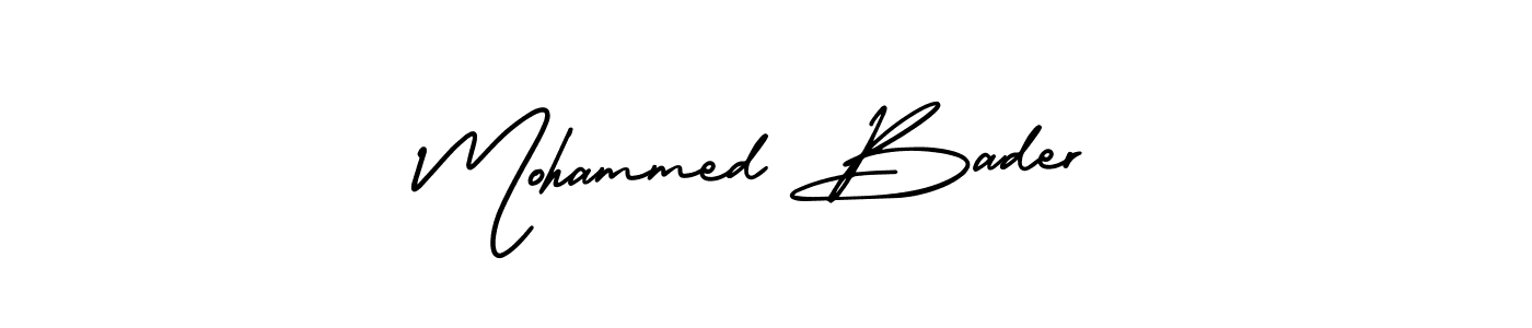 The best way (AmerikaSignatureDemo-Regular) to make a short signature is to pick only two or three words in your name. The name Mohammed Bader include a total of six letters. For converting this name. Mohammed Bader signature style 3 images and pictures png