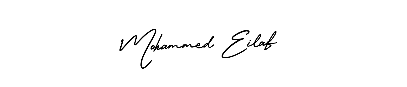 The best way (AmerikaSignatureDemo-Regular) to make a short signature is to pick only two or three words in your name. The name Mohammed Eilaf include a total of six letters. For converting this name. Mohammed Eilaf signature style 3 images and pictures png