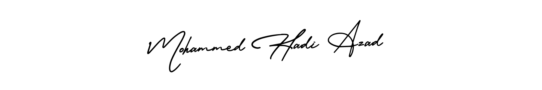 if you are searching for the best signature style for your name Mohammed Hadi Azad. so please give up your signature search. here we have designed multiple signature styles  using AmerikaSignatureDemo-Regular. Mohammed Hadi Azad signature style 3 images and pictures png