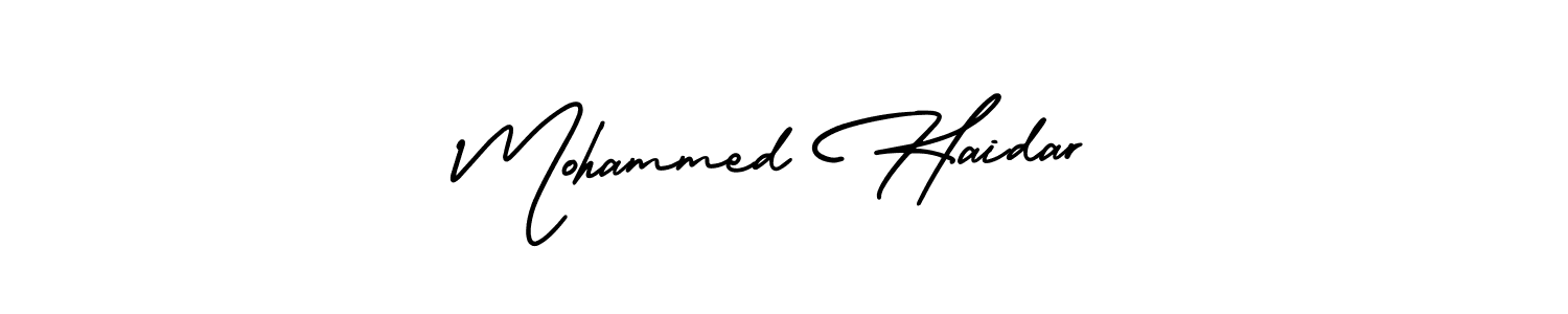 Use a signature maker to create a handwritten signature online. With this signature software, you can design (AmerikaSignatureDemo-Regular) your own signature for name Mohammed Haidar. Mohammed Haidar signature style 3 images and pictures png