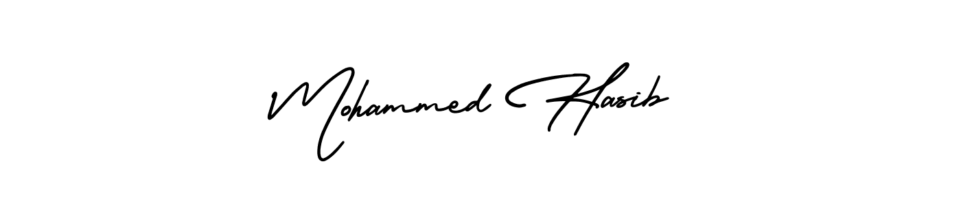 The best way (AmerikaSignatureDemo-Regular) to make a short signature is to pick only two or three words in your name. The name Mohammed Hasib include a total of six letters. For converting this name. Mohammed Hasib signature style 3 images and pictures png
