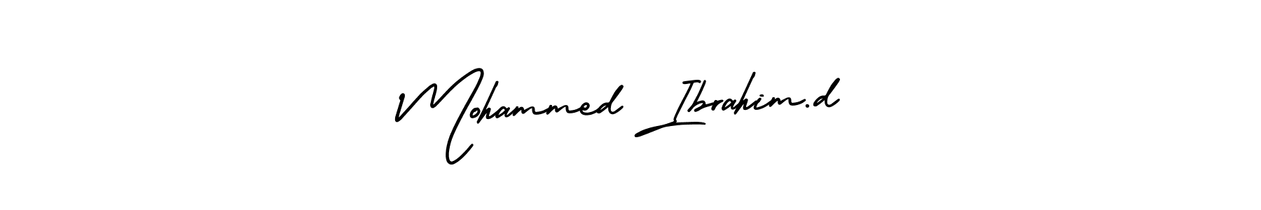 You should practise on your own different ways (AmerikaSignatureDemo-Regular) to write your name (Mohammed Ibrahim.d) in signature. don't let someone else do it for you. Mohammed Ibrahim.d signature style 3 images and pictures png