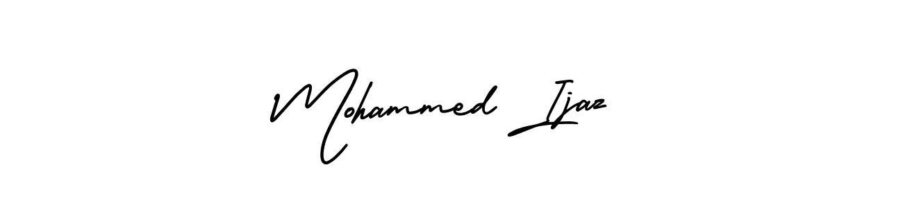 You should practise on your own different ways (AmerikaSignatureDemo-Regular) to write your name (Mohammed Ijaz) in signature. don't let someone else do it for you. Mohammed Ijaz signature style 3 images and pictures png