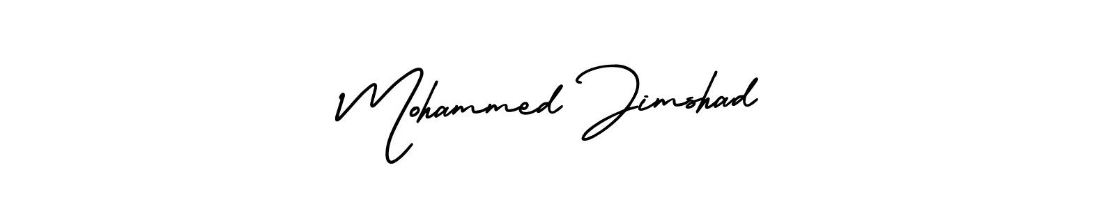 The best way (AmerikaSignatureDemo-Regular) to make a short signature is to pick only two or three words in your name. The name Mohammed Jimshad include a total of six letters. For converting this name. Mohammed Jimshad signature style 3 images and pictures png