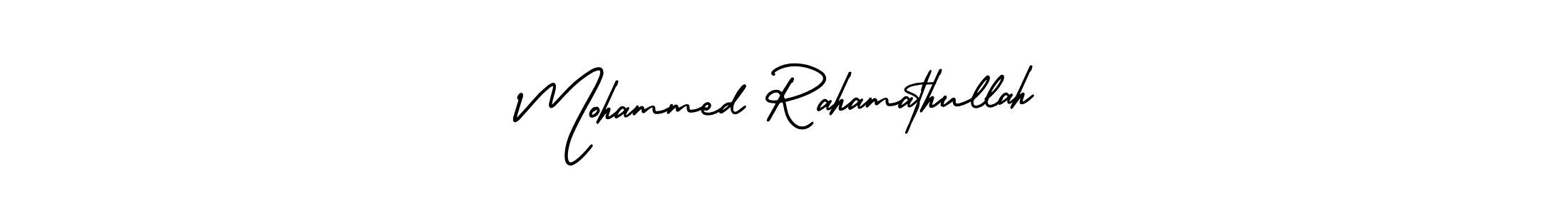 if you are searching for the best signature style for your name Mohammed Rahamathullah. so please give up your signature search. here we have designed multiple signature styles  using AmerikaSignatureDemo-Regular. Mohammed Rahamathullah signature style 3 images and pictures png