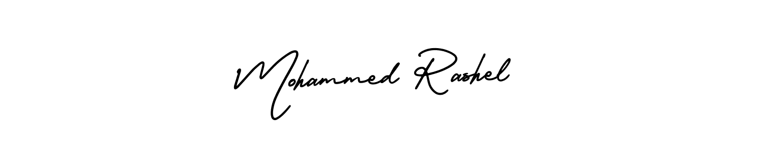 The best way (AmerikaSignatureDemo-Regular) to make a short signature is to pick only two or three words in your name. The name Mohammed Rashel include a total of six letters. For converting this name. Mohammed Rashel signature style 3 images and pictures png