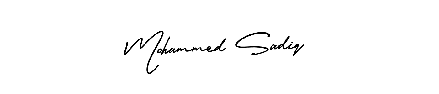 You should practise on your own different ways (AmerikaSignatureDemo-Regular) to write your name (Mohammed Sadiq) in signature. don't let someone else do it for you. Mohammed Sadiq signature style 3 images and pictures png