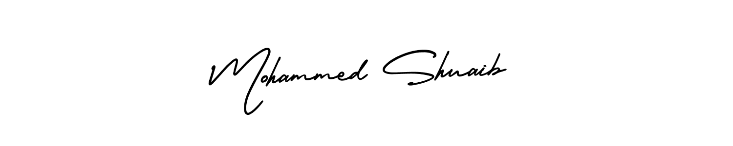 This is the best signature style for the Mohammed Shuaib name. Also you like these signature font (AmerikaSignatureDemo-Regular). Mix name signature. Mohammed Shuaib signature style 3 images and pictures png