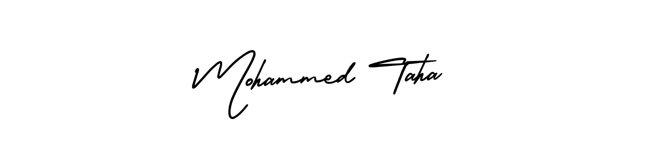 The best way (AmerikaSignatureDemo-Regular) to make a short signature is to pick only two or three words in your name. The name Mohammed Taha include a total of six letters. For converting this name. Mohammed Taha signature style 3 images and pictures png