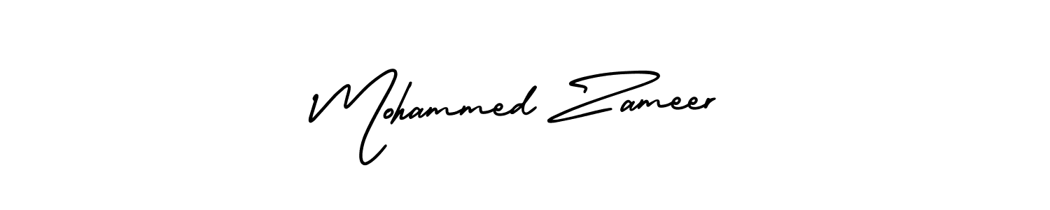 The best way (AmerikaSignatureDemo-Regular) to make a short signature is to pick only two or three words in your name. The name Mohammed Zameer include a total of six letters. For converting this name. Mohammed Zameer signature style 3 images and pictures png