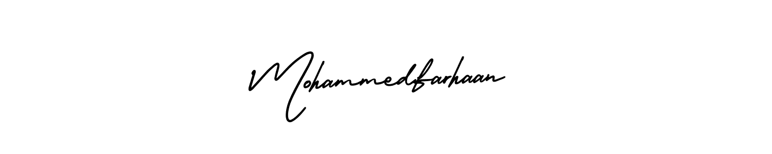 The best way (AmerikaSignatureDemo-Regular) to make a short signature is to pick only two or three words in your name. The name Mohammedfarhaan include a total of six letters. For converting this name. Mohammedfarhaan signature style 3 images and pictures png