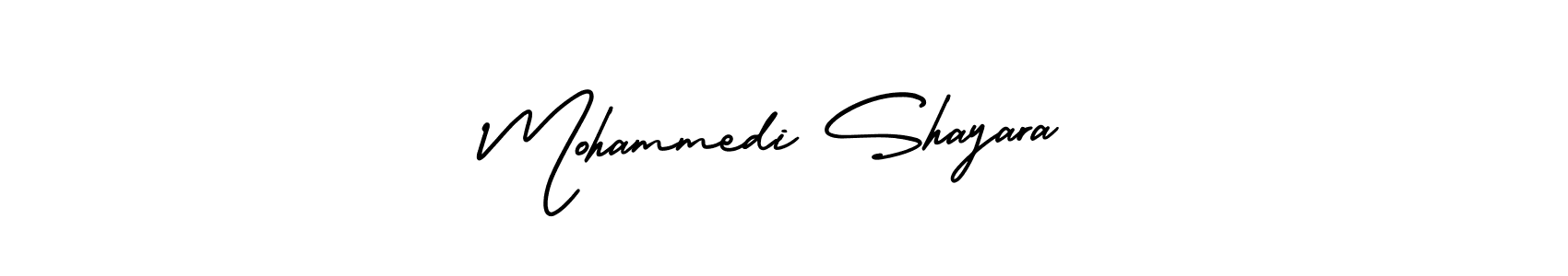 The best way (AmerikaSignatureDemo-Regular) to make a short signature is to pick only two or three words in your name. The name Mohammedi Shayara include a total of six letters. For converting this name. Mohammedi Shayara signature style 3 images and pictures png