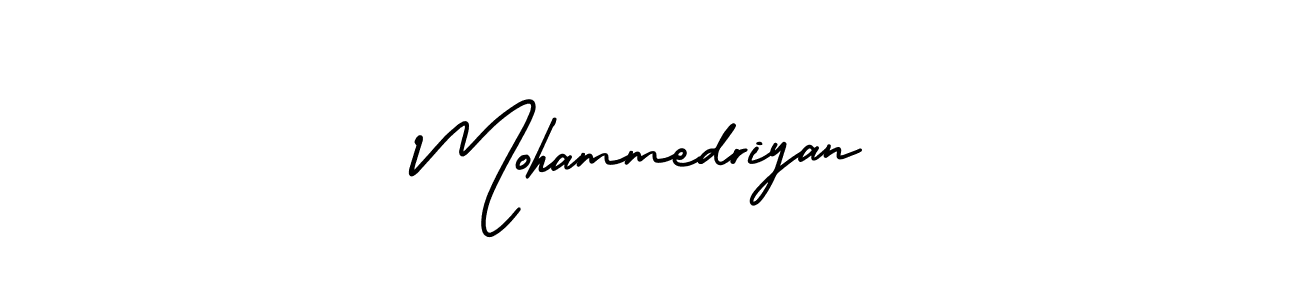 You should practise on your own different ways (AmerikaSignatureDemo-Regular) to write your name (Mohammedriyan) in signature. don't let someone else do it for you. Mohammedriyan signature style 3 images and pictures png