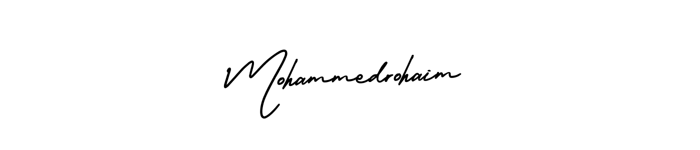 How to Draw Mohammedrohaim signature style? AmerikaSignatureDemo-Regular is a latest design signature styles for name Mohammedrohaim. Mohammedrohaim signature style 3 images and pictures png
