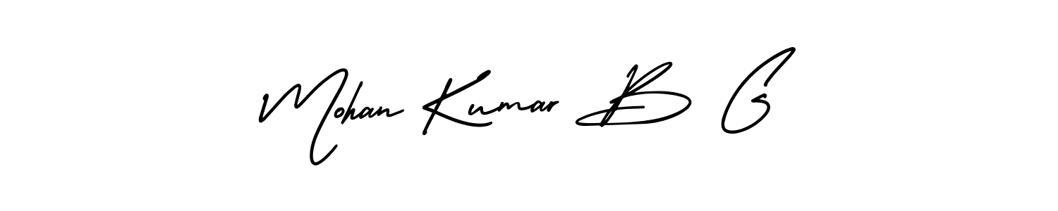 if you are searching for the best signature style for your name Mohan Kumar B G. so please give up your signature search. here we have designed multiple signature styles  using AmerikaSignatureDemo-Regular. Mohan Kumar B G signature style 3 images and pictures png
