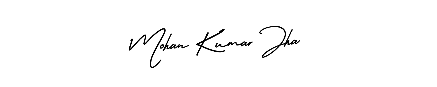 This is the best signature style for the Mohan Kumar Jha name. Also you like these signature font (AmerikaSignatureDemo-Regular). Mix name signature. Mohan Kumar Jha signature style 3 images and pictures png