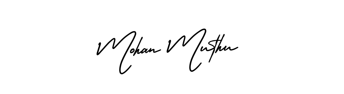 This is the best signature style for the Mohan Muthu name. Also you like these signature font (AmerikaSignatureDemo-Regular). Mix name signature. Mohan Muthu signature style 3 images and pictures png