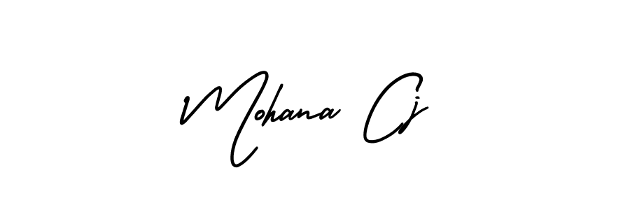 The best way (AmerikaSignatureDemo-Regular) to make a short signature is to pick only two or three words in your name. The name Mohana Cj include a total of six letters. For converting this name. Mohana Cj signature style 3 images and pictures png