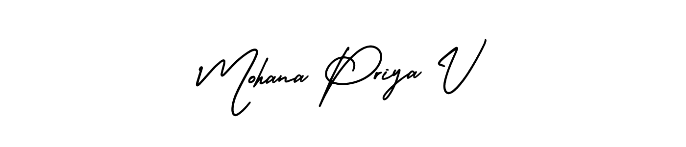 How to make Mohana Priya V name signature. Use AmerikaSignatureDemo-Regular style for creating short signs online. This is the latest handwritten sign. Mohana Priya V signature style 3 images and pictures png
