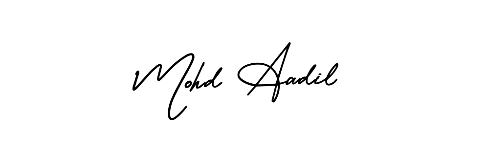 The best way (AmerikaSignatureDemo-Regular) to make a short signature is to pick only two or three words in your name. The name Mohd Aadil include a total of six letters. For converting this name. Mohd Aadil signature style 3 images and pictures png