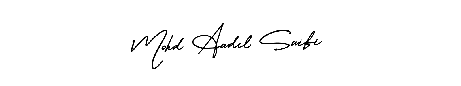 You should practise on your own different ways (AmerikaSignatureDemo-Regular) to write your name (Mohd Aadil Saifi) in signature. don't let someone else do it for you. Mohd Aadil Saifi signature style 3 images and pictures png
