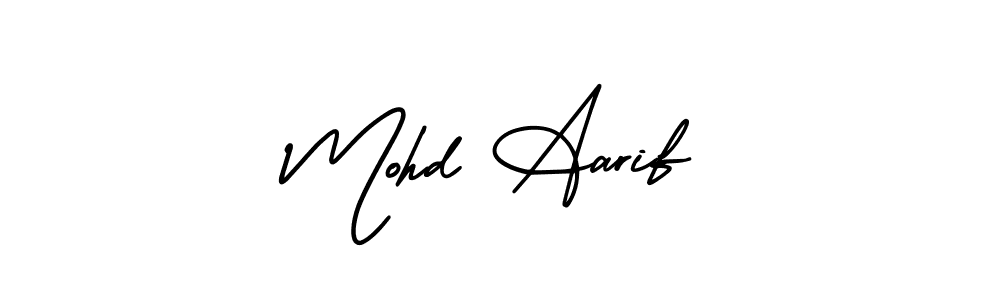 The best way (AmerikaSignatureDemo-Regular) to make a short signature is to pick only two or three words in your name. The name Mohd Aarif include a total of six letters. For converting this name. Mohd Aarif signature style 3 images and pictures png