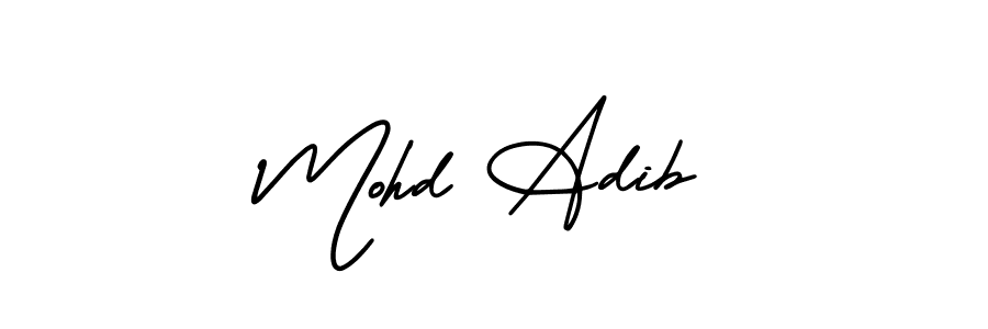 Use a signature maker to create a handwritten signature online. With this signature software, you can design (AmerikaSignatureDemo-Regular) your own signature for name Mohd Adib. Mohd Adib signature style 3 images and pictures png