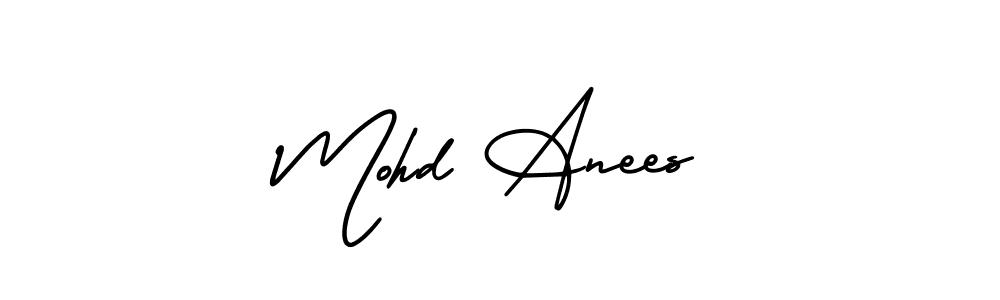 This is the best signature style for the Mohd Anees name. Also you like these signature font (AmerikaSignatureDemo-Regular). Mix name signature. Mohd Anees signature style 3 images and pictures png