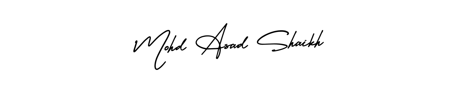 Make a short Mohd Asad Shaikh signature style. Manage your documents anywhere anytime using AmerikaSignatureDemo-Regular. Create and add eSignatures, submit forms, share and send files easily. Mohd Asad Shaikh signature style 3 images and pictures png