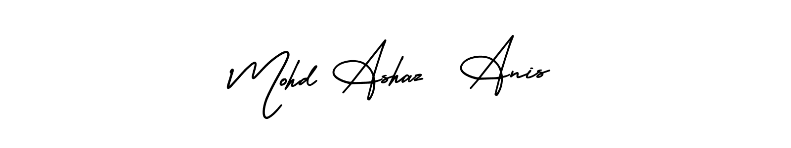 AmerikaSignatureDemo-Regular is a professional signature style that is perfect for those who want to add a touch of class to their signature. It is also a great choice for those who want to make their signature more unique. Get Mohd Ashaz  Anis name to fancy signature for free. Mohd Ashaz  Anis signature style 3 images and pictures png