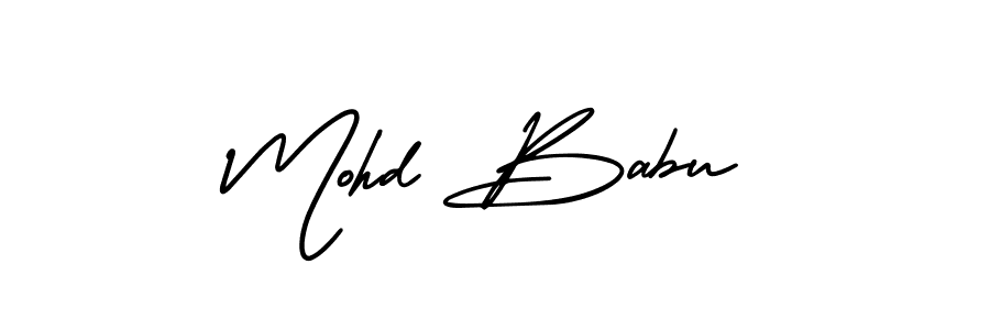 You should practise on your own different ways (AmerikaSignatureDemo-Regular) to write your name (Mohd Babu) in signature. don't let someone else do it for you. Mohd Babu signature style 3 images and pictures png