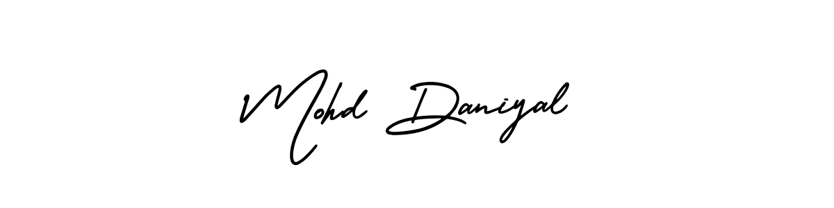 The best way (AmerikaSignatureDemo-Regular) to make a short signature is to pick only two or three words in your name. The name Mohd Daniyal include a total of six letters. For converting this name. Mohd Daniyal signature style 3 images and pictures png