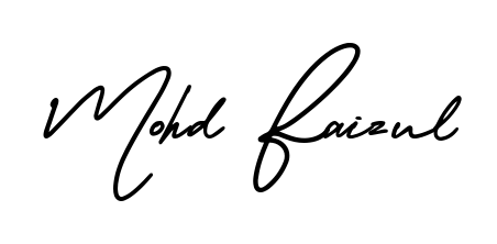 A stylish, flowing autograph style designed for name Mohd Faizul using AmerikaSignatureDemo-Regular typography. Perfect for digital creative projects. Mohd Faizul signature style 3 images and pictures png