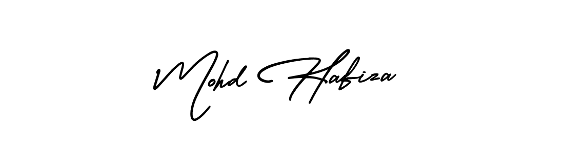 The best way (AmerikaSignatureDemo-Regular) to make a short signature is to pick only two or three words in your name. The name Mohd Hafiza include a total of six letters. For converting this name. Mohd Hafiza signature style 3 images and pictures png