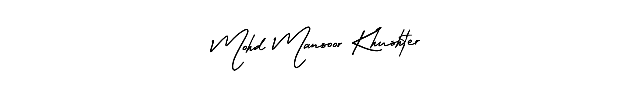 if you are searching for the best signature style for your name Mohd Mansoor Khushter. so please give up your signature search. here we have designed multiple signature styles  using AmerikaSignatureDemo-Regular. Mohd Mansoor Khushter signature style 3 images and pictures png
