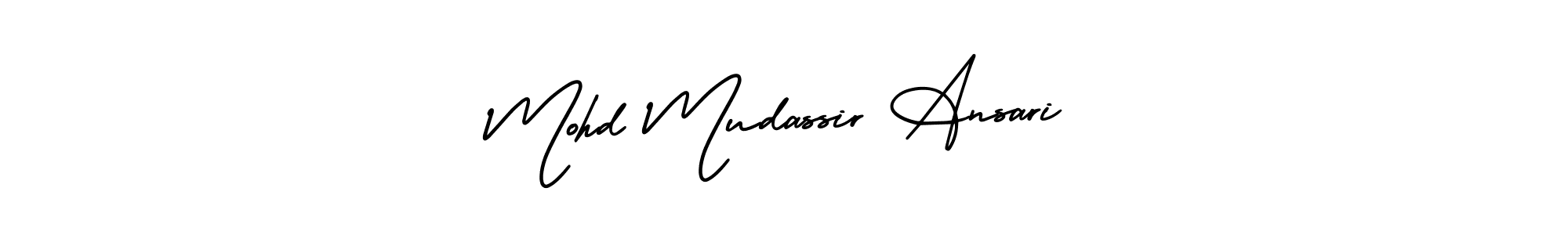 This is the best signature style for the Mohd Mudassir Ansari name. Also you like these signature font (AmerikaSignatureDemo-Regular). Mix name signature. Mohd Mudassir Ansari signature style 3 images and pictures png
