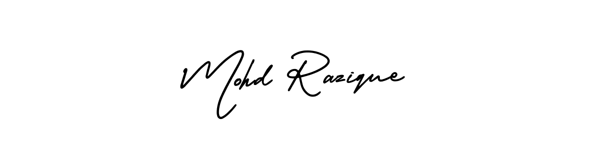 Make a short Mohd Razique signature style. Manage your documents anywhere anytime using AmerikaSignatureDemo-Regular. Create and add eSignatures, submit forms, share and send files easily. Mohd Razique signature style 3 images and pictures png