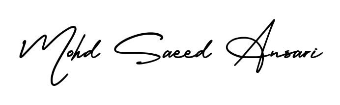 A timeless handwritten aesthetic for Mohd Saeed Ansari. The AmerikaSignatureDemo-Regular font gives your signature a handcrafted feel with natural curves. Mohd Saeed Ansari signature style 3 images and pictures png