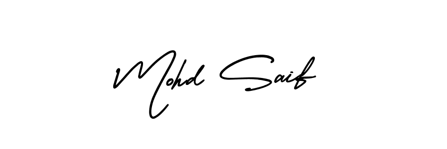 The best way (AmerikaSignatureDemo-Regular) to make a short signature is to pick only two or three words in your name. The name Mohd Saif include a total of six letters. For converting this name. Mohd Saif signature style 3 images and pictures png