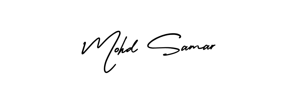 The best way (AmerikaSignatureDemo-Regular) to make a short signature is to pick only two or three words in your name. The name Mohd Samar include a total of six letters. For converting this name. Mohd Samar signature style 3 images and pictures png