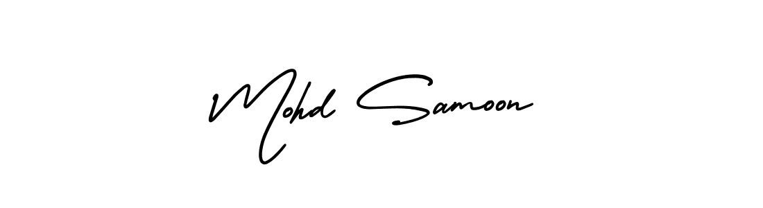 The best way (AmerikaSignatureDemo-Regular) to make a short signature is to pick only two or three words in your name. The name Mohd Samoon include a total of six letters. For converting this name. Mohd Samoon signature style 3 images and pictures png