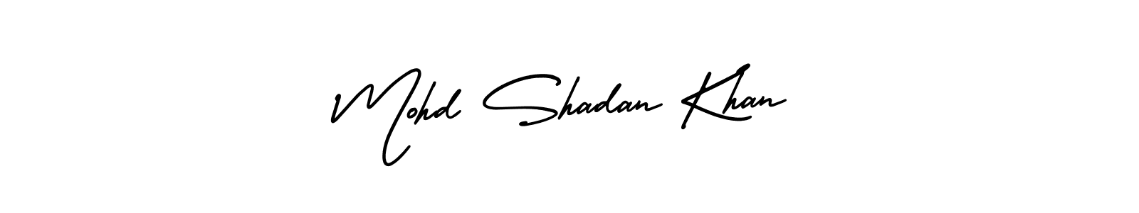 You should practise on your own different ways (AmerikaSignatureDemo-Regular) to write your name (Mohd Shadan Khan) in signature. don't let someone else do it for you. Mohd Shadan Khan signature style 3 images and pictures png